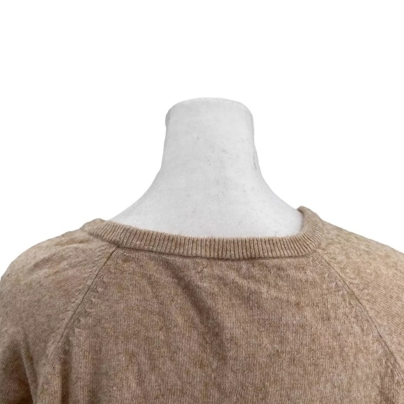 J Crew striped button flap wool pullover sweater elbow patches tan womens size M - Picture 5 of 13